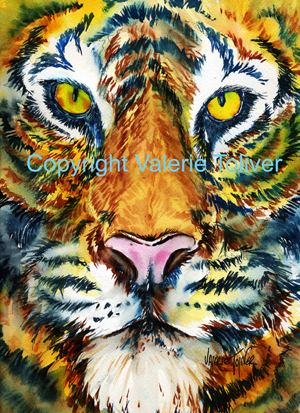 Eyes of the Tiger Watercolor Painting by Valerie Toliver